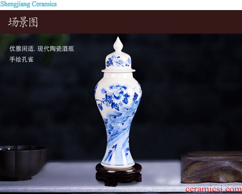 Jingdezhen 1 catty ceramic wine jar empty bottle seal archaize creative decorative furnishing articles liquor pot small jugs