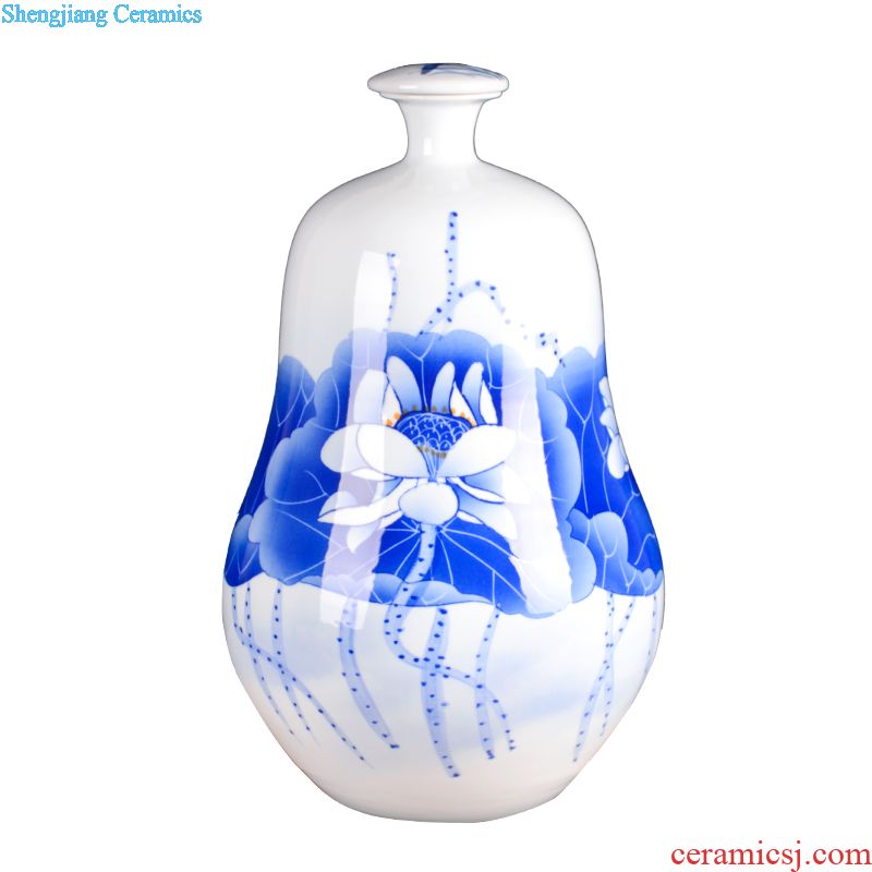 Jingdezhen ceramic bottle by hand bubble bottle hand-painted mei bottles of 10 jins of blue and white porcelain bottle penjing collection of liquor bottles