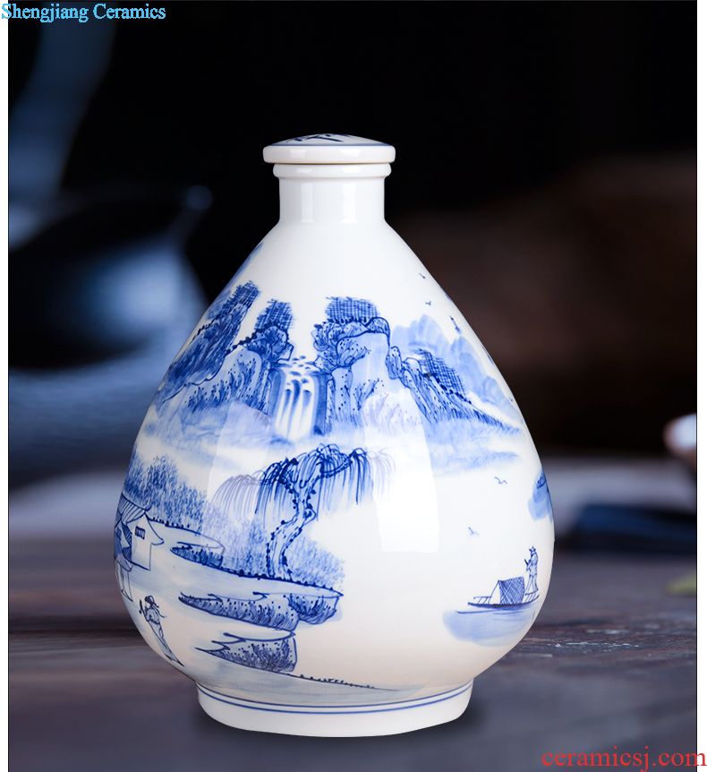 Jingdezhen ceramic jars it general wine pot bubble wine bottle with leading 10 jins 20 jins home bubble wine jars