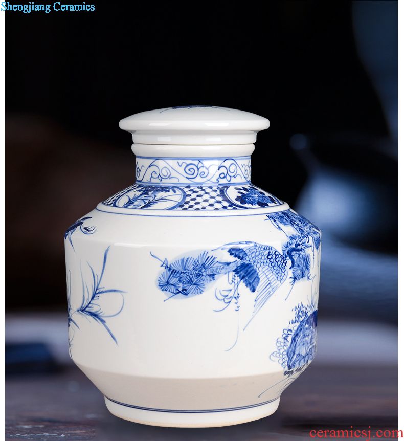 Five good big just 5 jins of blue and white porcelain decorative bottle wine jar jar of jingdezhen ceramic empty wine bottles White wine bottles