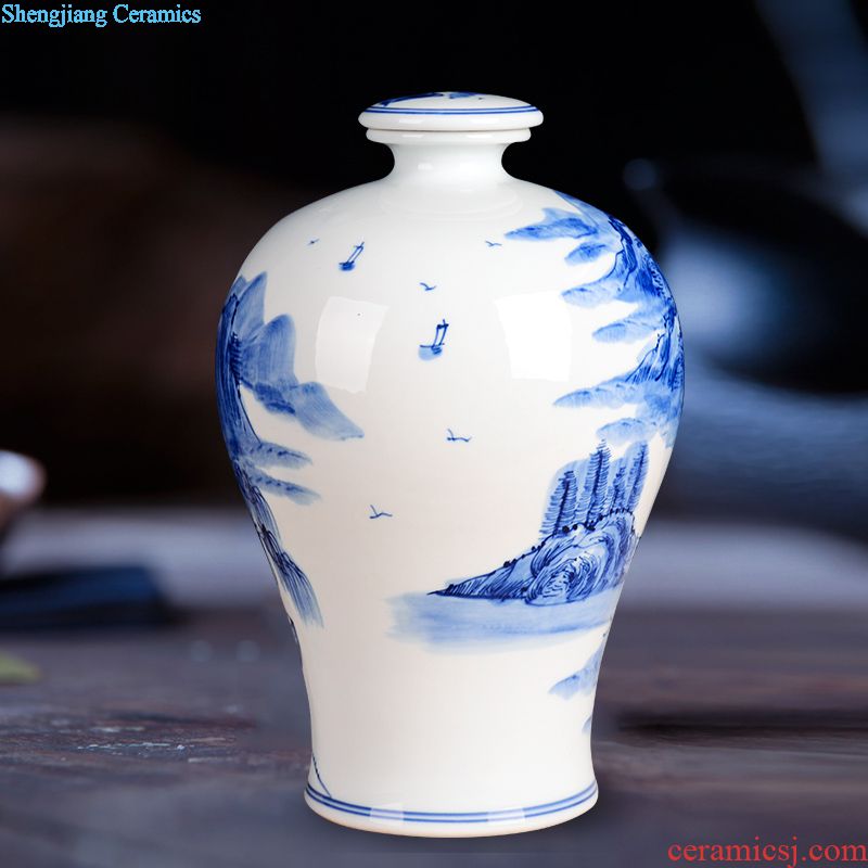 Hand-painted bottle bottle is blue and white porcelain of jingdezhen ceramic art sealed jars bubble bottle wine 15 kg