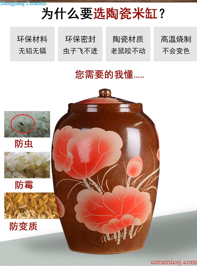 Ricer box barrel jingdezhen ceramic m altar 50 kg flour noodles barrels of kitchen storage cylinder barrel storage tank decoration