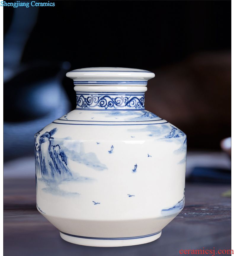 Five good big just 5 jins of blue and white porcelain decorative bottle wine jar jar of jingdezhen ceramic empty wine bottles White wine bottles