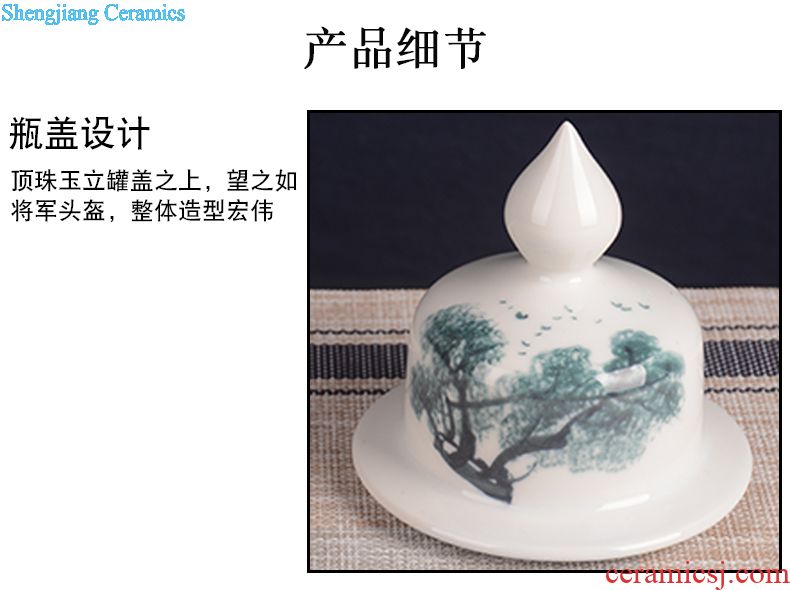 Jingdezhen archaize jar 10 jins hand-painted blue bubble wine producing ceramic jars it bottle seal pot