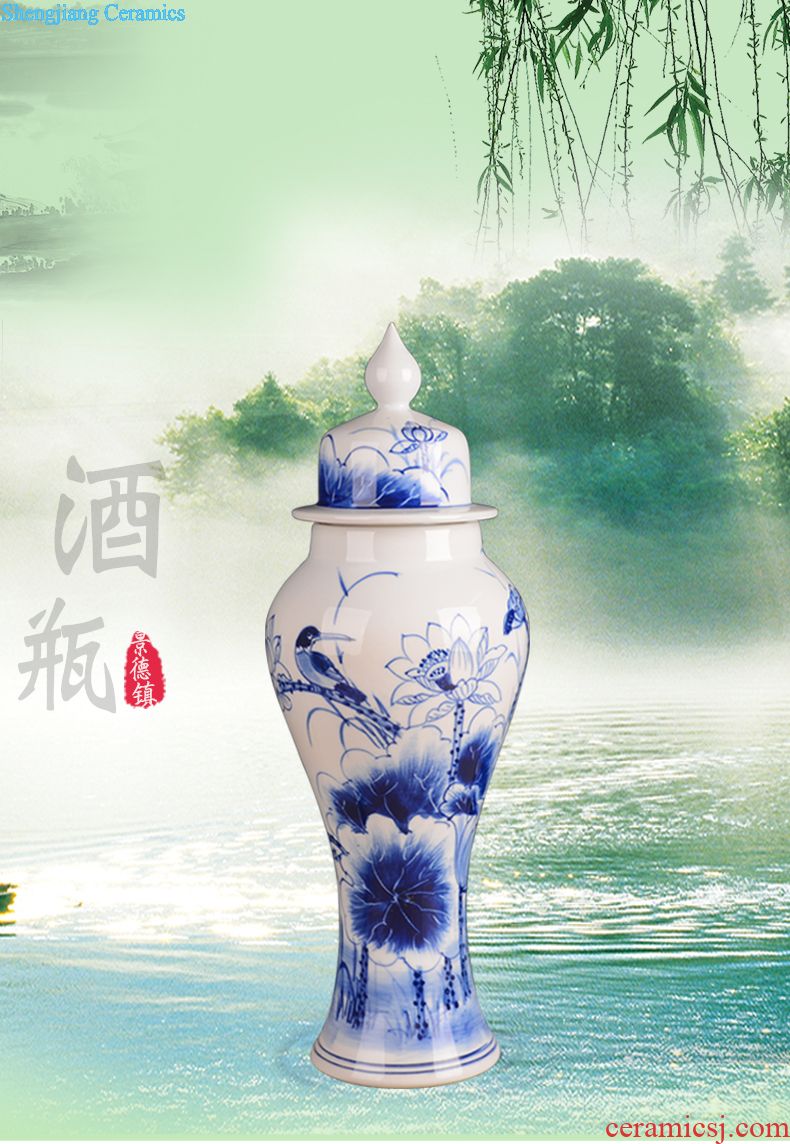 Jingdezhen archaize jar 10 jins hand-painted blue bubble wine producing ceramic jars it bottle seal pot
