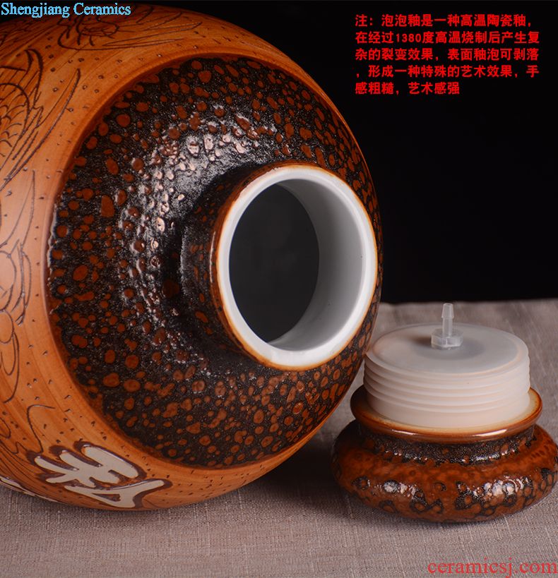 Retro jars hand-painted jugs with jingdezhen ceramic bottle wine jar tap 20 jins 30 jins it 50 kg