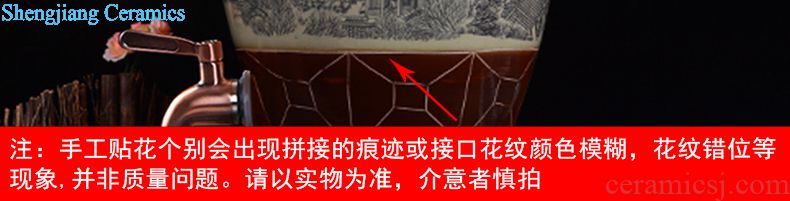 Jingdezhen ceramic jar tea at the end of the wine it 10 jins 20 jins 30 jins 50 kg 100 jins with leader