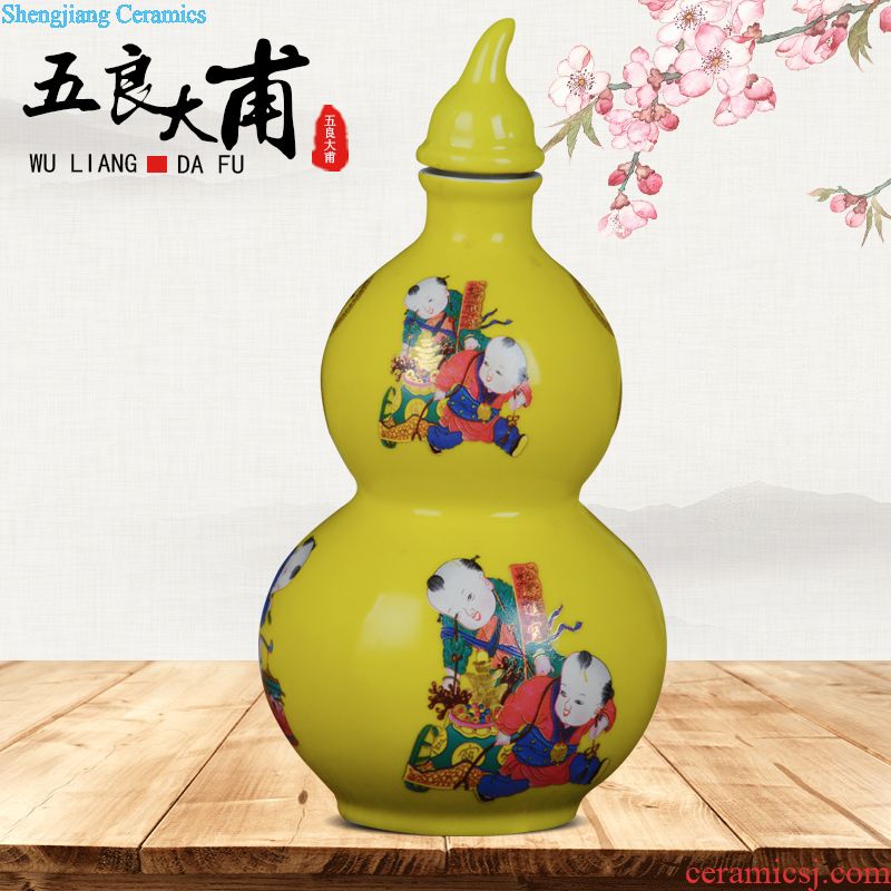 Jingdezhen ceramics barrel ricer box it tank with cover jar tea at the end of the 15 kg 30 jins storage tank