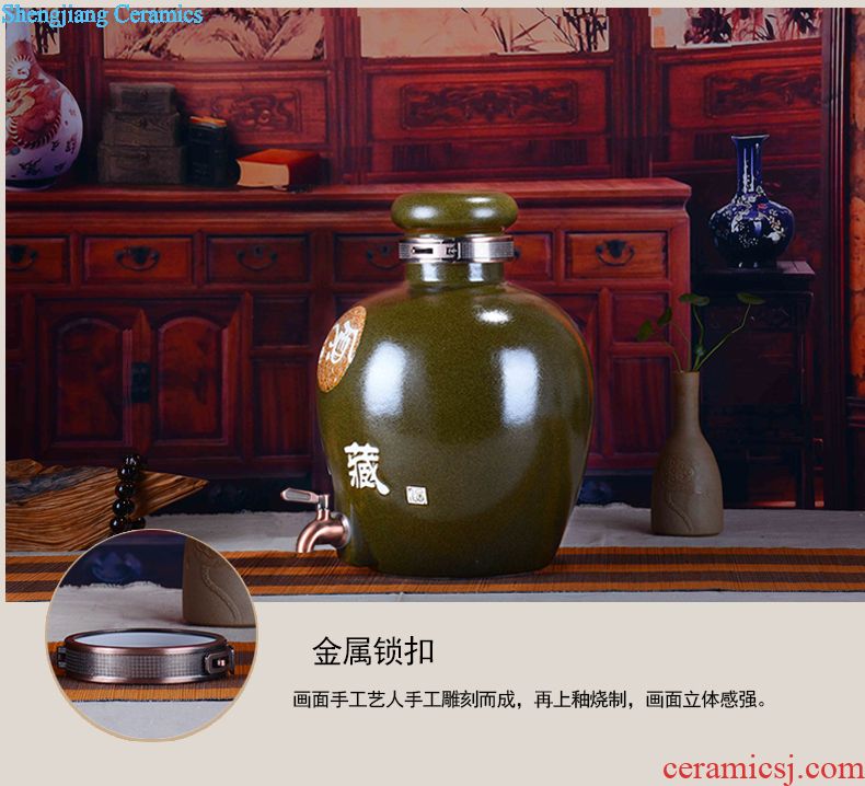 Jingdezhen ceramic jars 10 jins 20 jins 30 jins bubble jars bottle jars with leading wine jar it hip flask