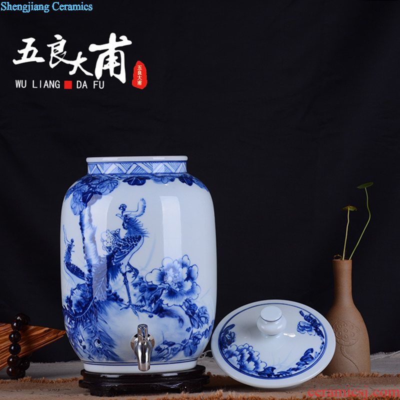 Ceramic foam bottle with tap it liquor bottles of bubble jars of jingdezhen 10 jins 20 jins 50 kg household jars