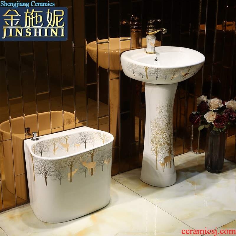 Table plate ceramic traditional Chinese style household lavabo circular fashion art toilet wash dish washing basin