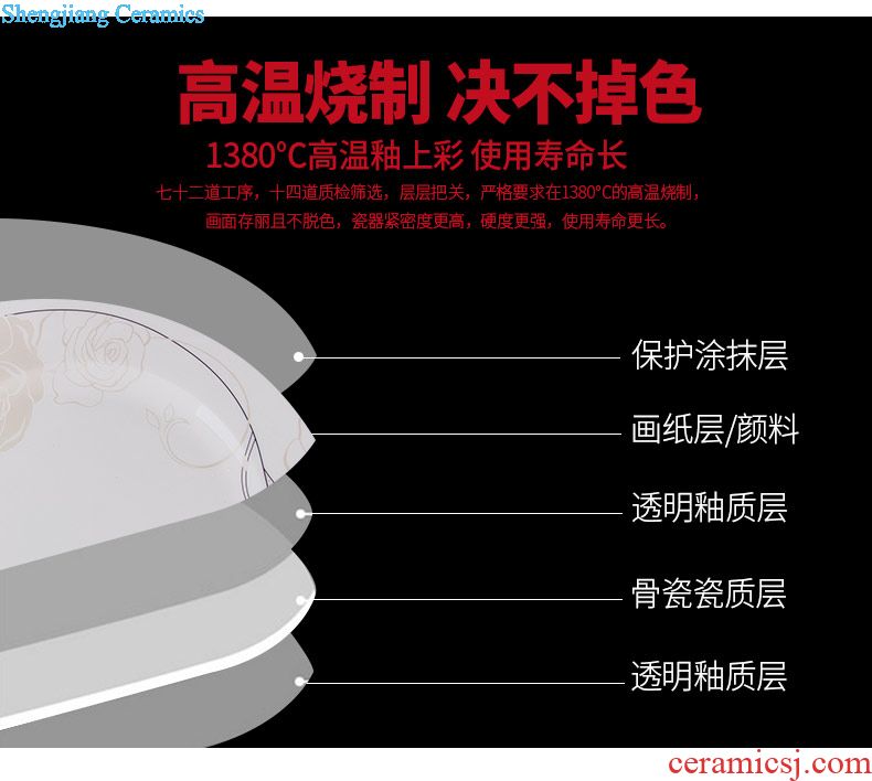 Jingdezhen cutlery set porcelain dishes household of Chinese style ikea dishes suit 10 people gifts dish bowl suit
