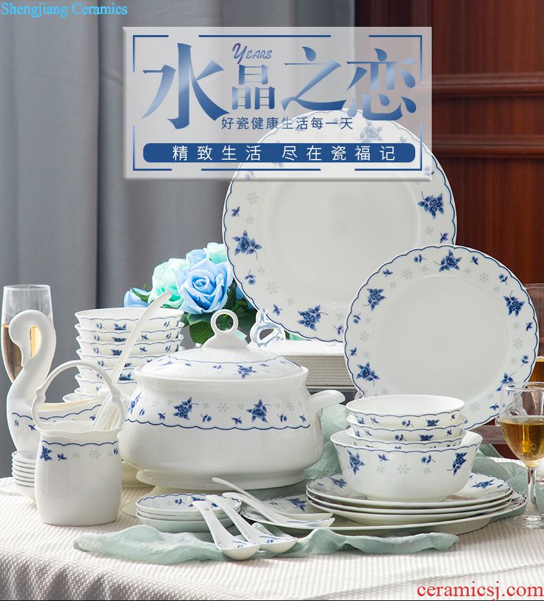 Dishes suit household contracted jingdezhen square ikea dishes tableware tableware suit Chinese style of eating food gift box