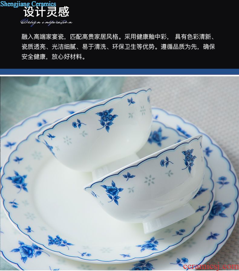 Dishes suit household contracted jingdezhen square ikea dishes tableware tableware suit Chinese style of eating food gift box