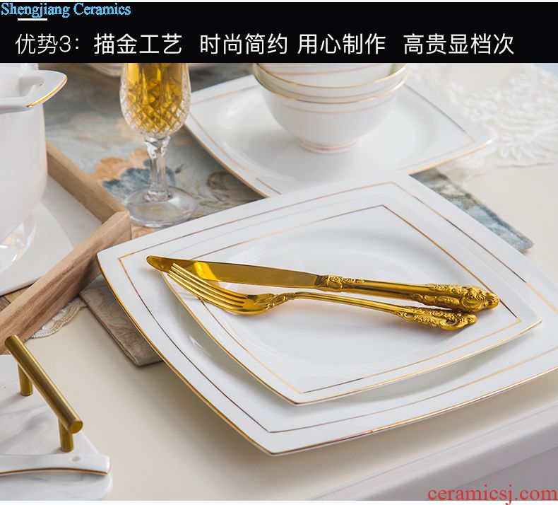 Creative dishes jingdezhen household bowl of compact bone porcelain tableware suit Jane the bone porcelain bowl chopsticks tableware suit