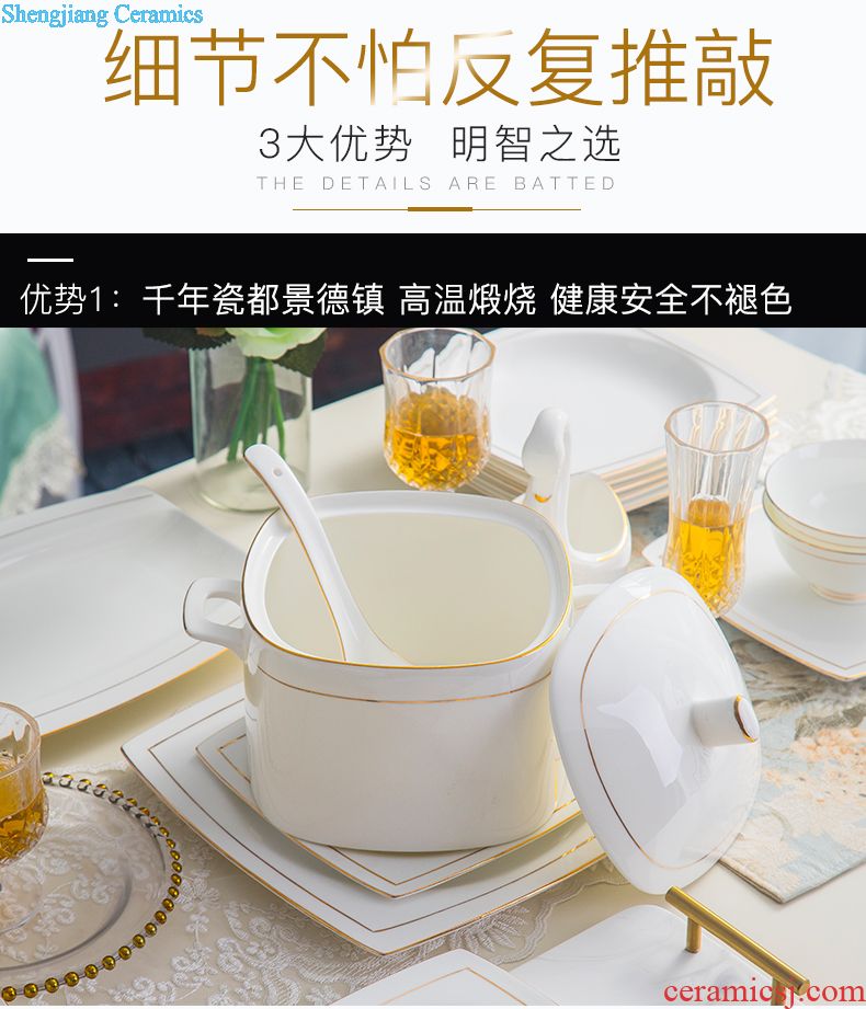 Creative dishes jingdezhen household bowl of compact bone porcelain tableware suit Jane the bone porcelain bowl chopsticks tableware suit