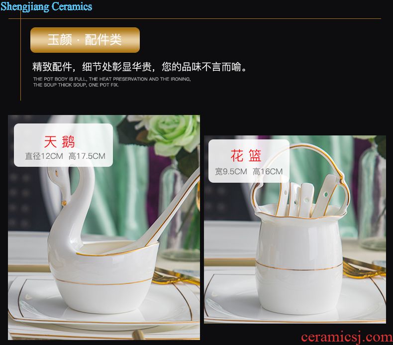 Creative dishes jingdezhen household bowl of compact bone porcelain tableware suit Jane the bone porcelain bowl chopsticks tableware suit