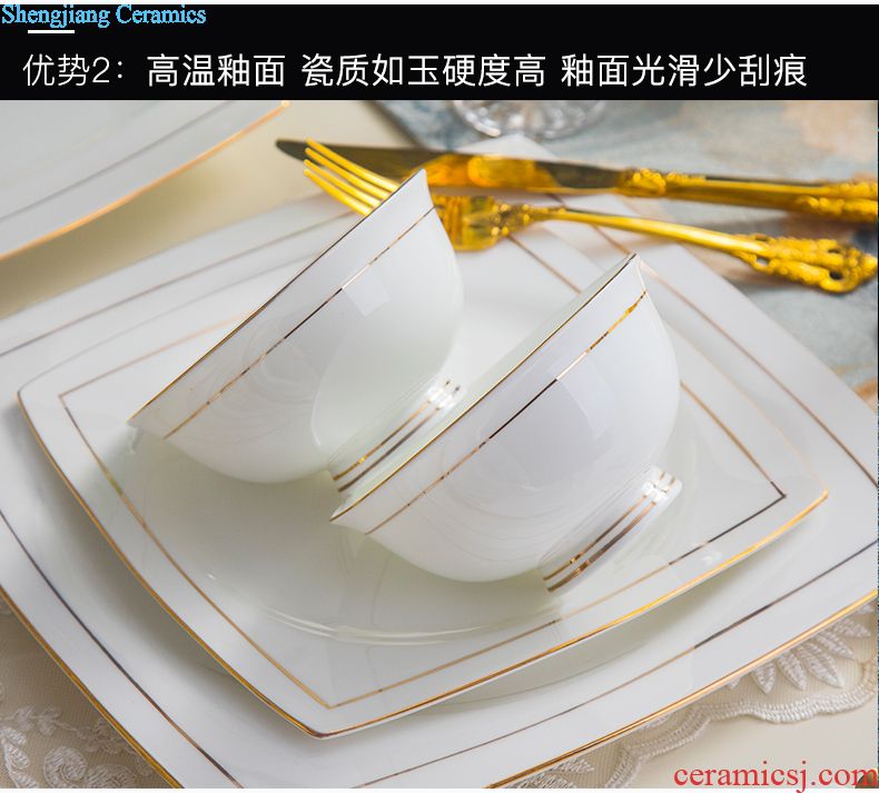 Creative dishes jingdezhen household bowl of compact bone porcelain tableware suit Jane the bone porcelain bowl chopsticks tableware suit