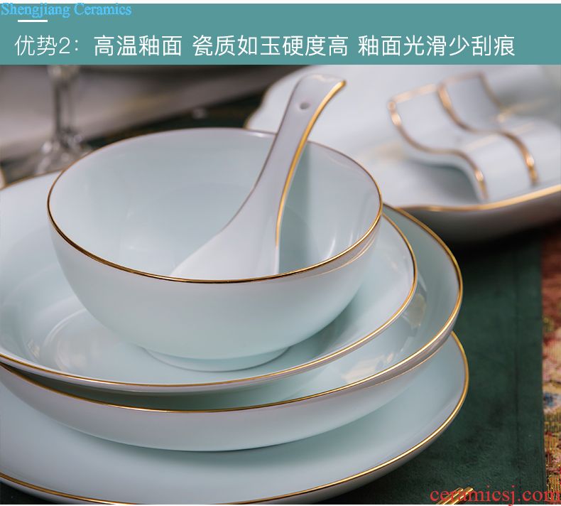 High-grade bone China tableware luxury american-style nesting bowls plates suit household creative jingdezhen dishes suit business gift