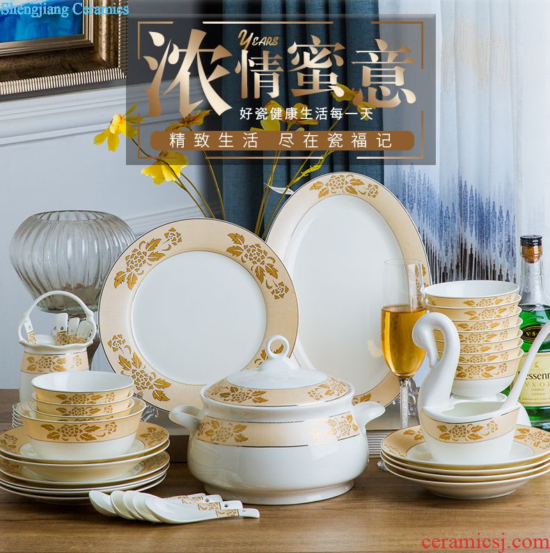 Nesting bowls plates suit household contracted jingdezhen porcelain tableware products to ikea gift bone China tableware suit housewarming gift