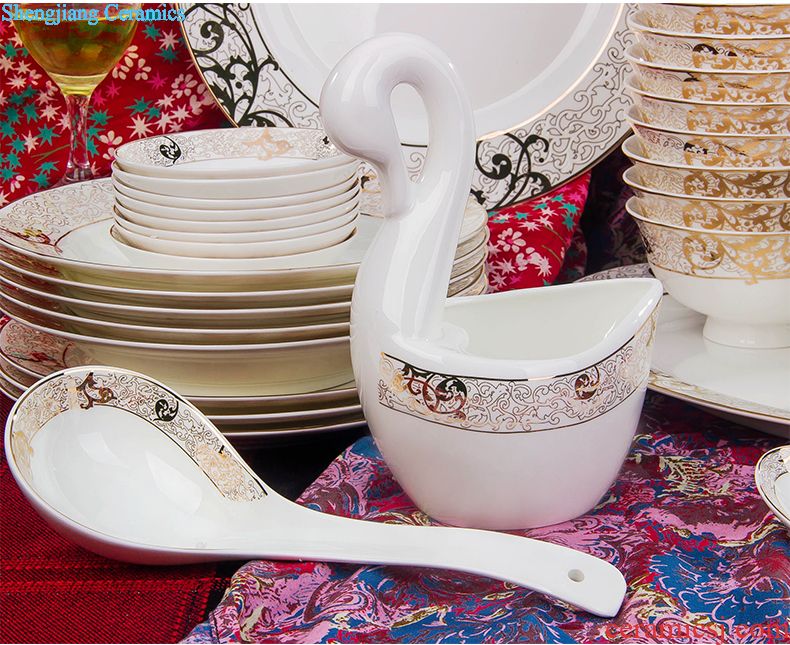 Dishes suit box jingdezhen high-class european-style tableware suit household luxury bowl plates move wedding gifts