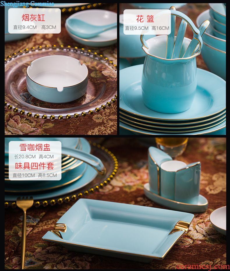 Set bowl dishes suit household bowl suit ikea dishes plate suit jingdezhen ceramic tableware gifts