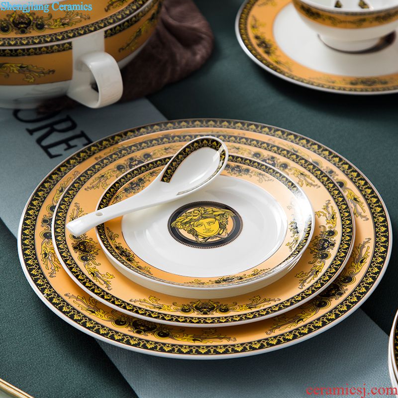 Phnom penh bone porcelain of jingdezhen ceramics tableware fish plate of high anti hot dishes suit household of Chinese style wedding gifts