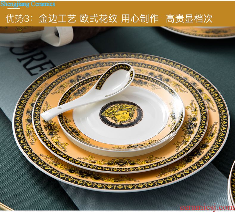 Phnom penh bone porcelain of jingdezhen ceramics tableware fish plate of high anti hot dishes suit household of Chinese style wedding gifts