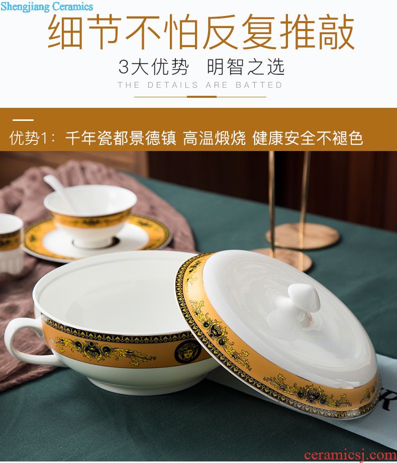 Phnom penh bone porcelain of jingdezhen ceramics tableware fish plate of high anti hot dishes suit household of Chinese style wedding gifts