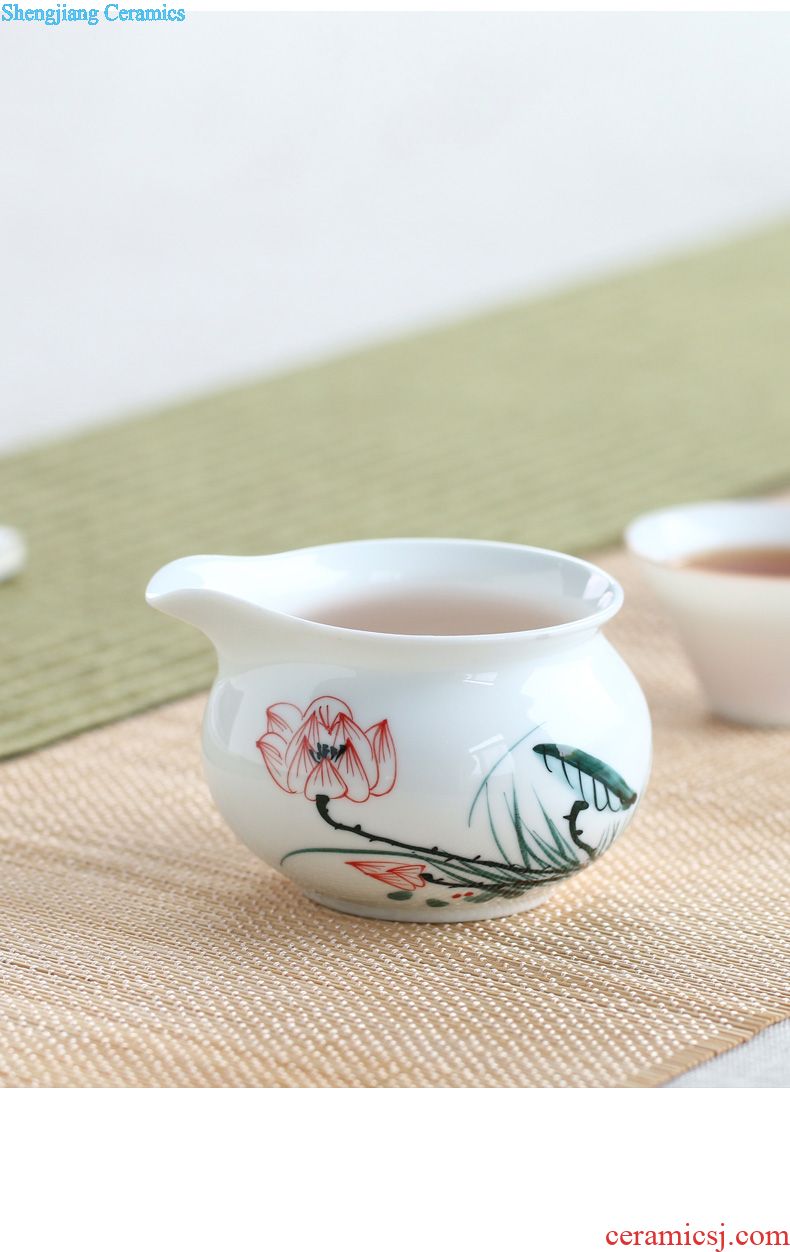 Drink to White porcelain hand-painted porcelain tureen tea cups yongle sweet white glaze tureen three bowl of thin foetus ceramic tea set