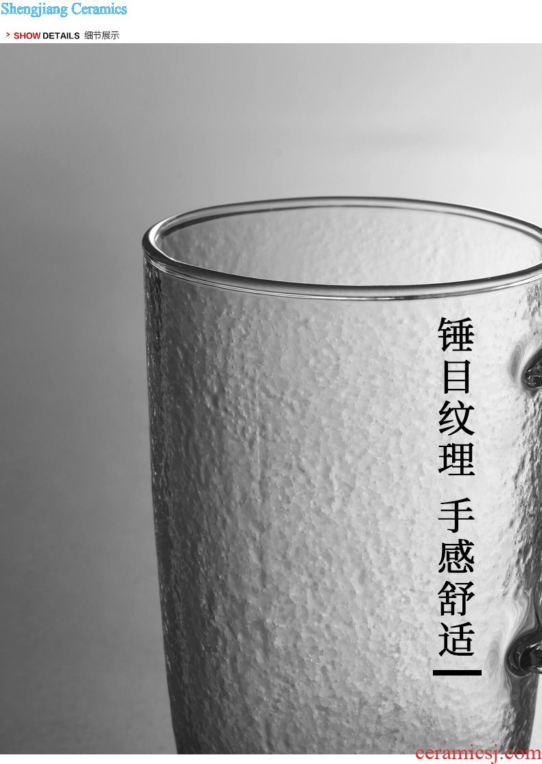 Drink to Jingdezhen hand-painted flat-bottomed big tureen xuan grain dry foam cups ceramic tea bowl of tea set