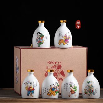 Jingdezhen ceramic jars jugs 10 jins 20 jins 50 kg of household hip archaize liquor bottle sealed jar
