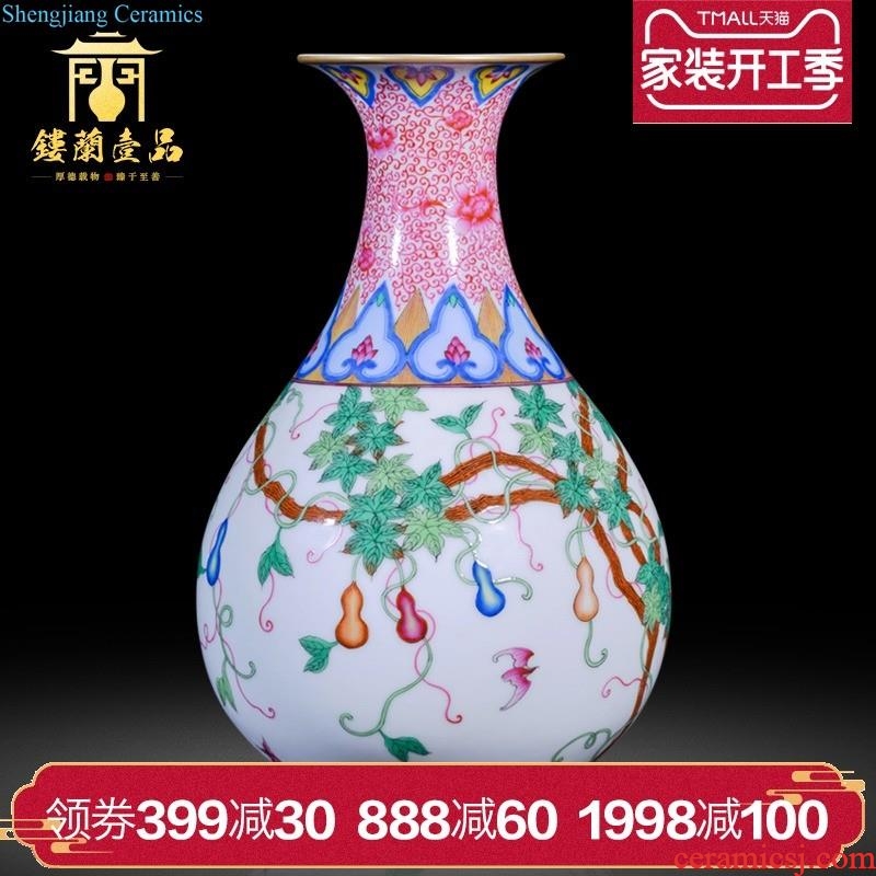 Jingdezhen ceramics hand-painted thin foetus flower vase porch sitting room of Chinese style household decorative gift furnishing articles