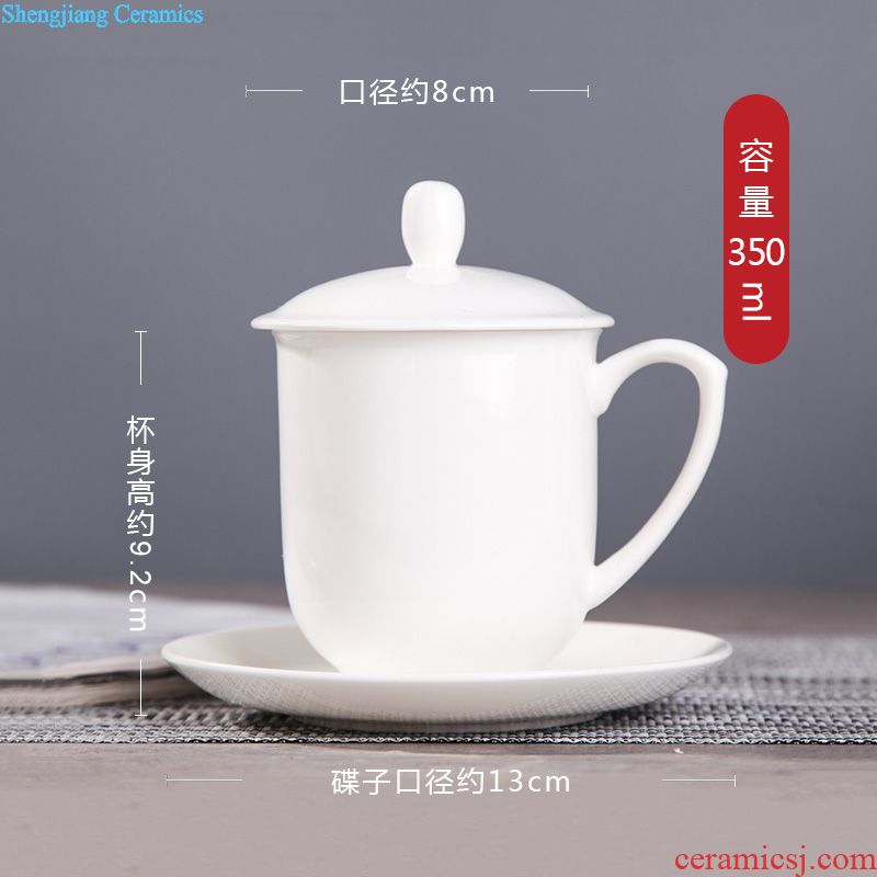 Jingdezhen ceramic cup with cover bone China large ceramic cups water glass cup gift cup custom office meeting