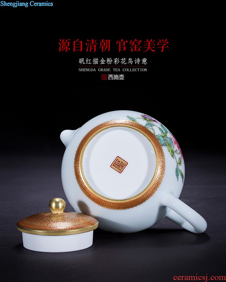 Holy big teapot hand-painted ceramic kung fu cui edge with pastel CongJu teapot single pot of hand of jingdezhen tea service