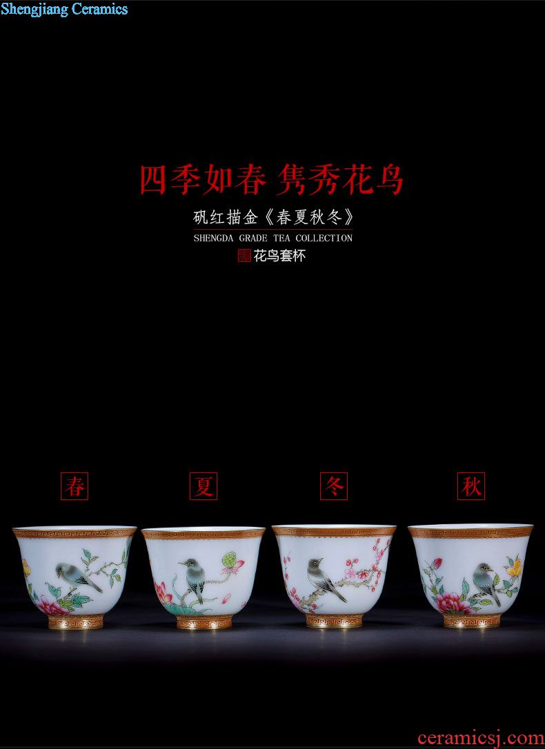 Santa teacups hand-painted ceramic kungfu pastel zodiac cup six sets of master sample tea cup of jingdezhen tea service