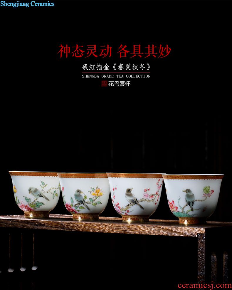 Santa teacups hand-painted ceramic kungfu pastel zodiac cup six sets of master sample tea cup of jingdezhen tea service