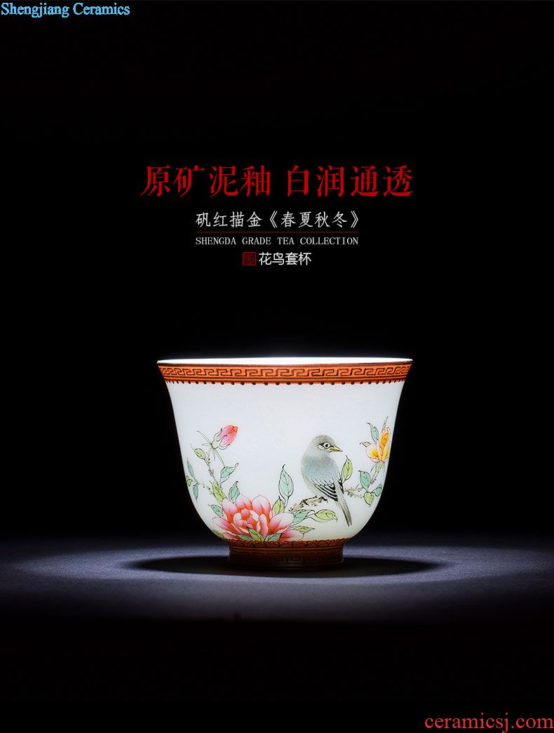 Santa teacups hand-painted ceramic kungfu pastel zodiac cup six sets of master sample tea cup of jingdezhen tea service