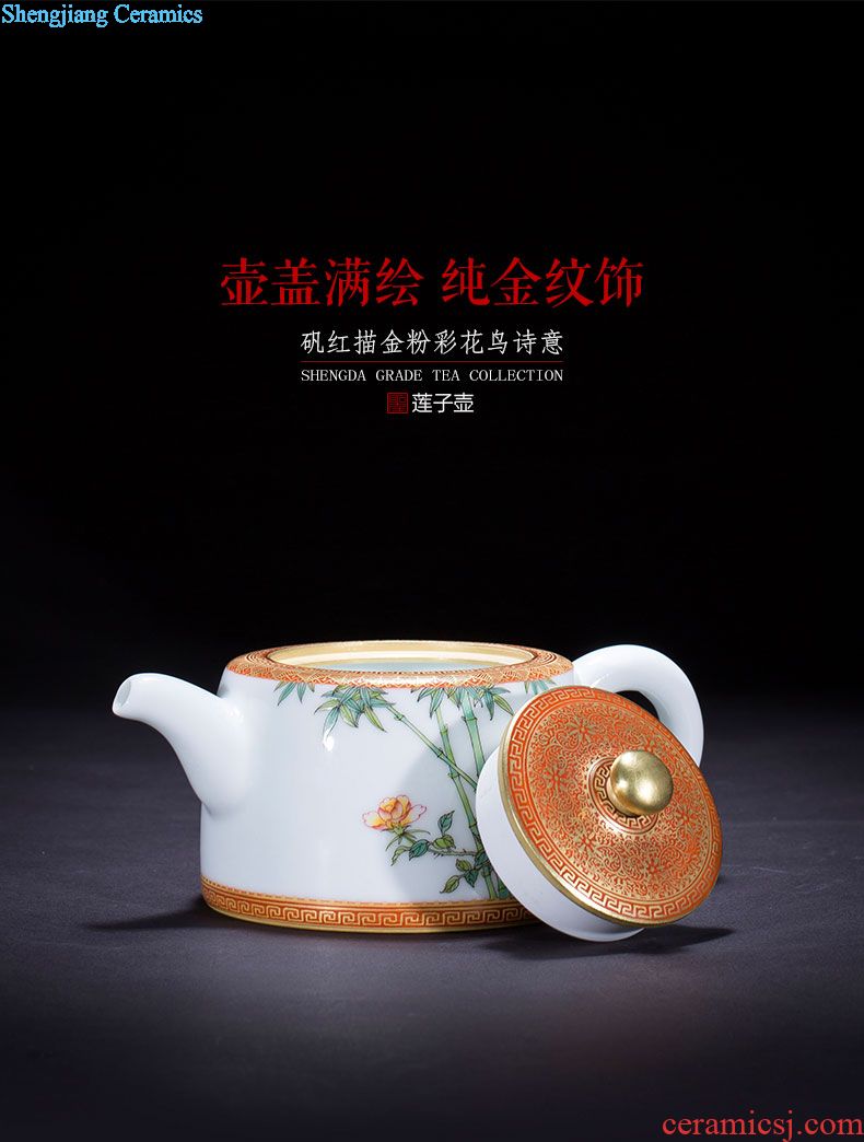 Holy big pure hand-painted ceramic kung fu tea pot alum red paint powder enamel xi shi pot teapot of jingdezhen tea service