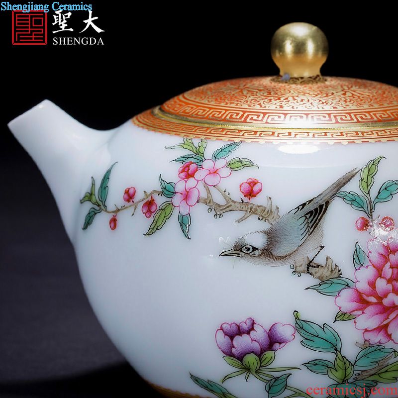 Holy big teapot hand-painted ceramic kung fu cui edge with pastel CongJu teapot single pot of hand of jingdezhen tea service