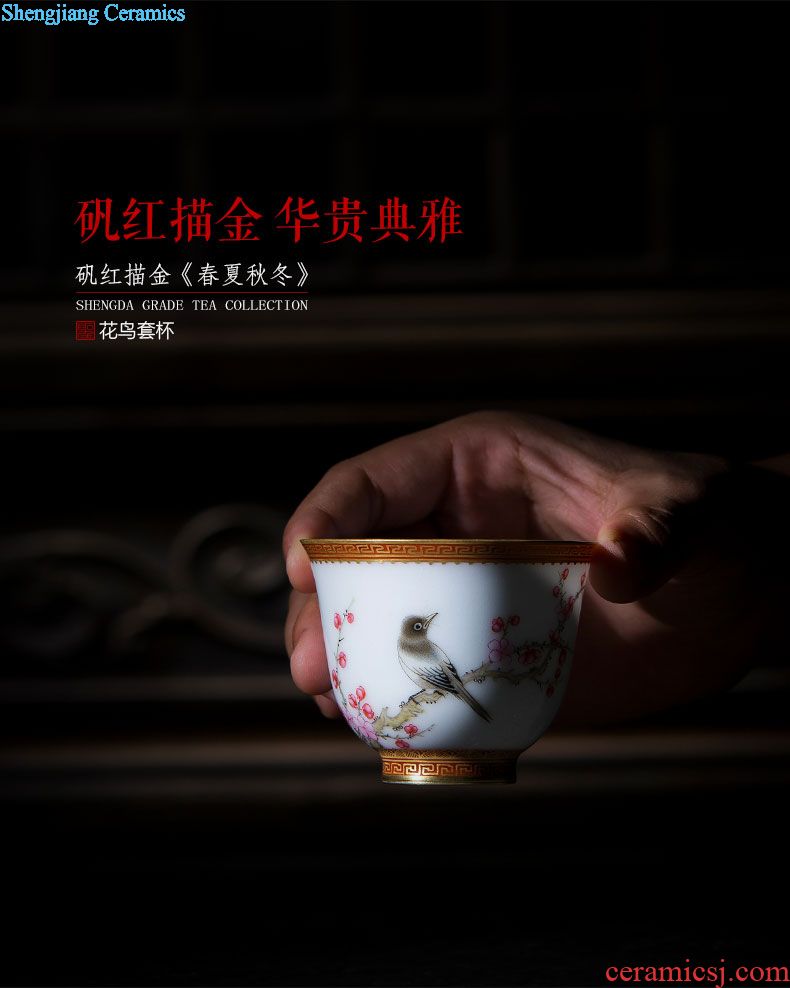 Santa teacups hand-painted ceramic kungfu pastel zodiac cup six sets of master sample tea cup of jingdezhen tea service