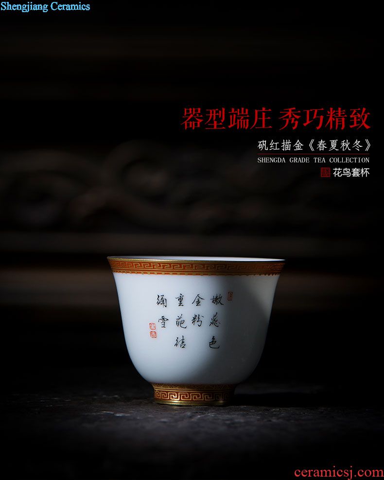 Santa teacups hand-painted ceramic kungfu pastel zodiac cup six sets of master sample tea cup of jingdezhen tea service