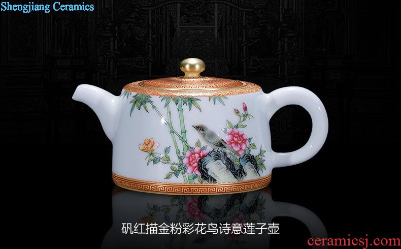 Holy big pure hand-painted ceramic kung fu tea pot alum red paint powder enamel xi shi pot teapot of jingdezhen tea service