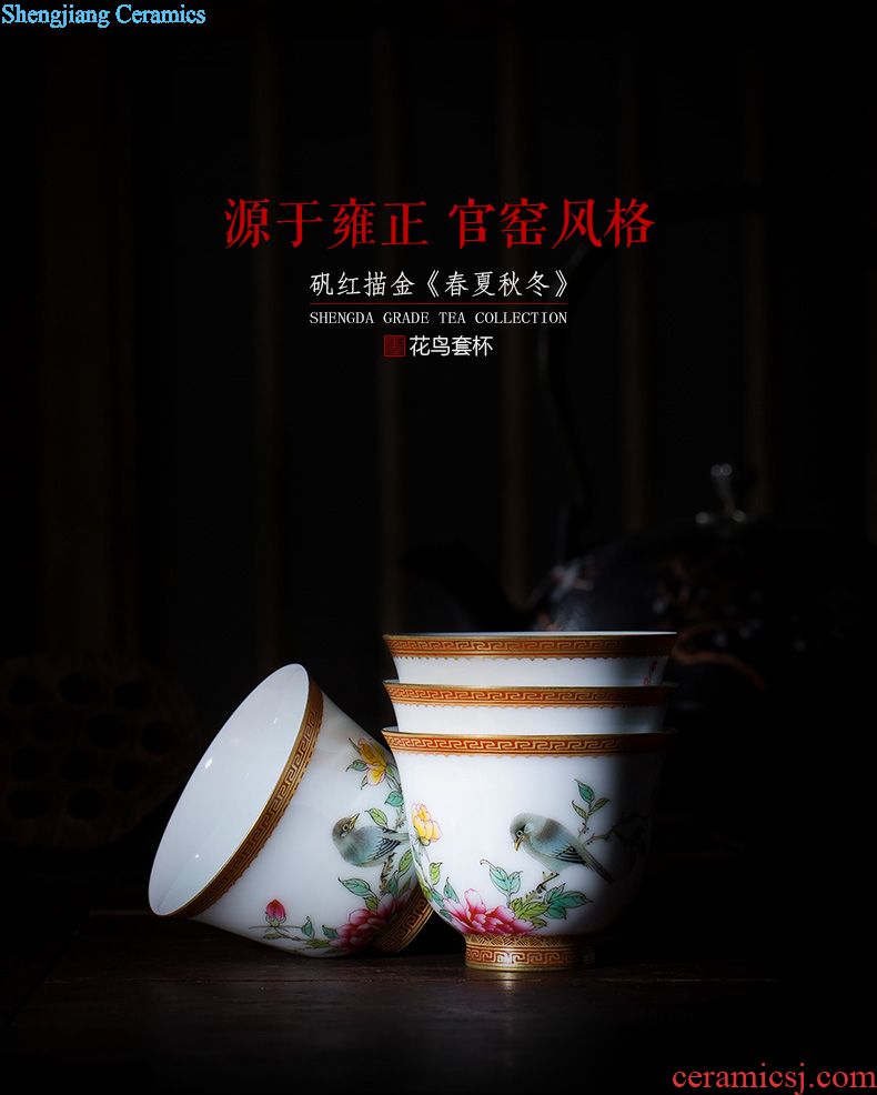 Santa teacups hand-painted ceramic kungfu pastel zodiac cup six sets of master sample tea cup of jingdezhen tea service