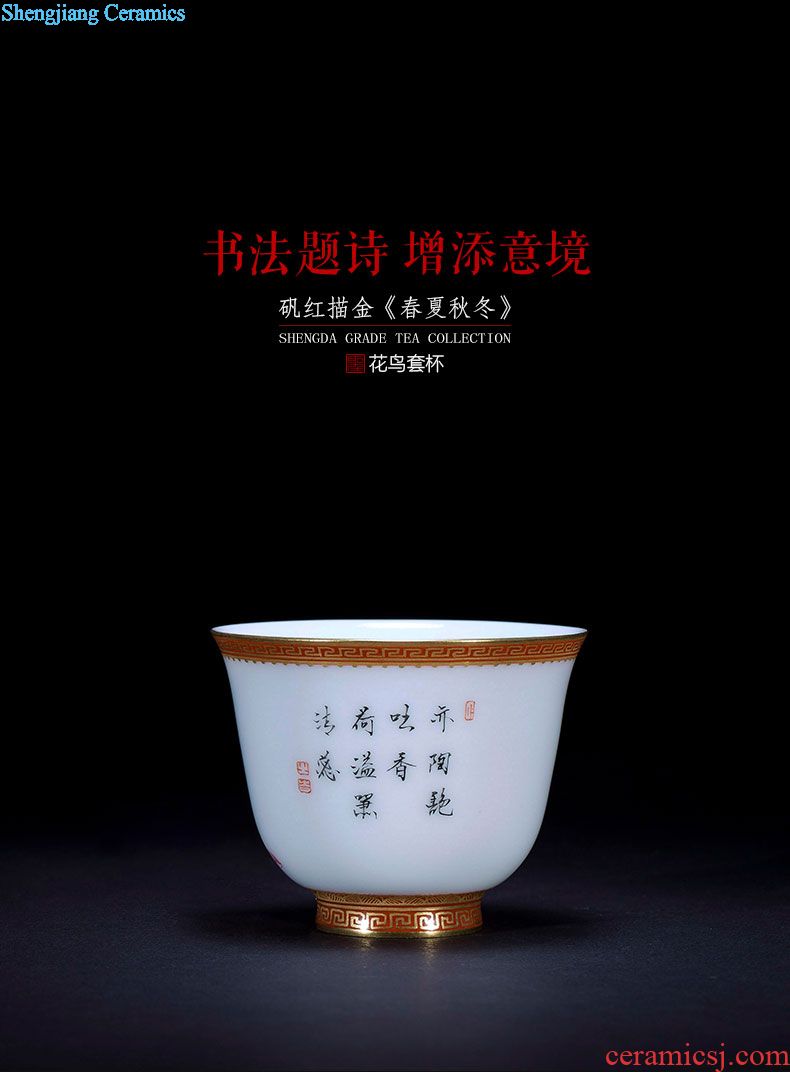 Santa teacups hand-painted ceramic kungfu pastel zodiac cup six sets of master sample tea cup of jingdezhen tea service