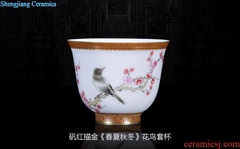 Santa teacups hand-painted ceramic kungfu pastel zodiac cup six sets of master sample tea cup of jingdezhen tea service