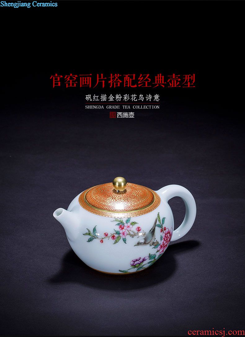 Holy big teapot hand-painted ceramic kung fu cui edge with pastel CongJu teapot single pot of hand of jingdezhen tea service