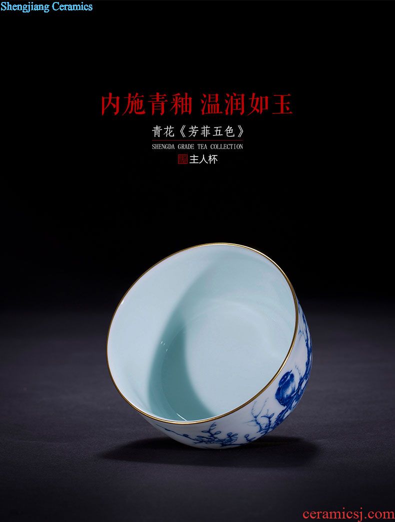 Holy big office cup hand-painted ceramic - new color wind stream and exquisite office cup all hand jingdezhen porcelain tea set