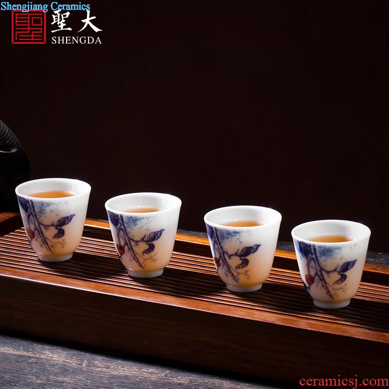 The big blue and white do peach density mesh filter jingdezhen ceramic) hand-painted kung fu tea accessories