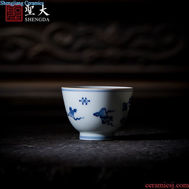 St large ceramic three tureen teacups hand-painted agate red lake scene tea bowl of jingdezhen tea service by hand